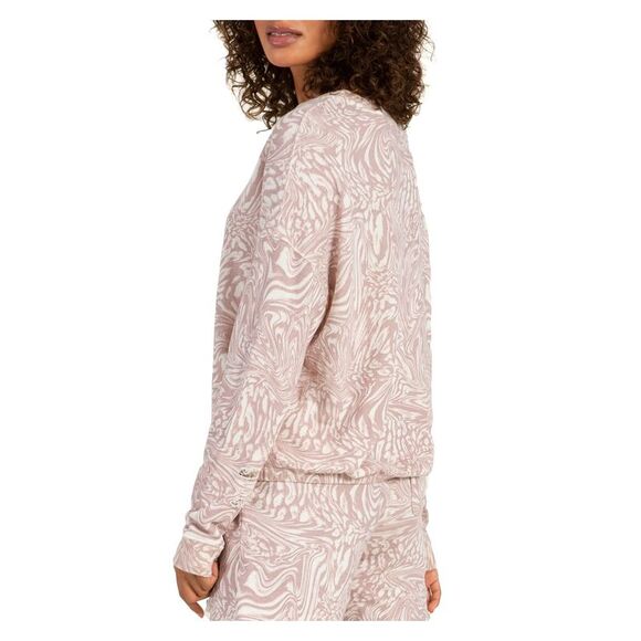 N: PHILANTHROPY Womens Pink Distressed Elasticized Crewneck Sweatshirt S - Picture 2 of 3